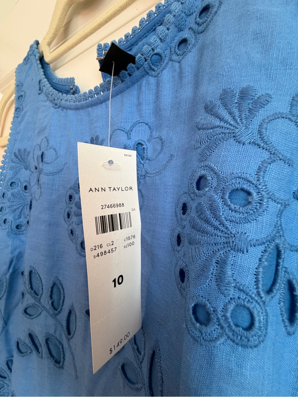 Ann Taylor Sky Blue Eyelet Embroidered Dress